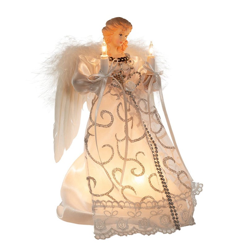 Kurt S. Adler Kurt Adler UL 10-Light Angel Treetop, 8.5-Inch, White/Silver - Image 3